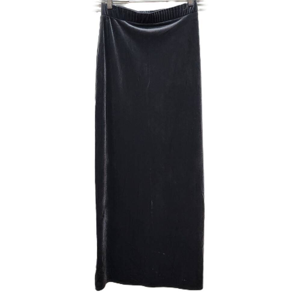 Susan Graver Long Maxi Skirt Gray Shimmer‎ Velvet Feminine Classic Size XXS